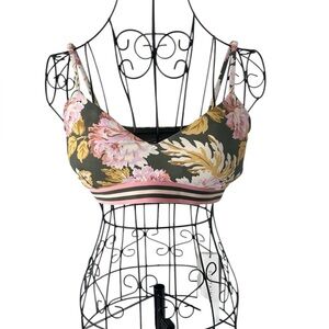 MONTE & LOU PARAISO ELASTIC TRIM CROP TOP BIKINI, US Size 10, NWT